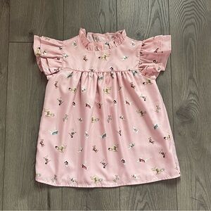 NWT Janie and Jack Girls Size 12 Peachskin Ruffle Dog Friends Top READ